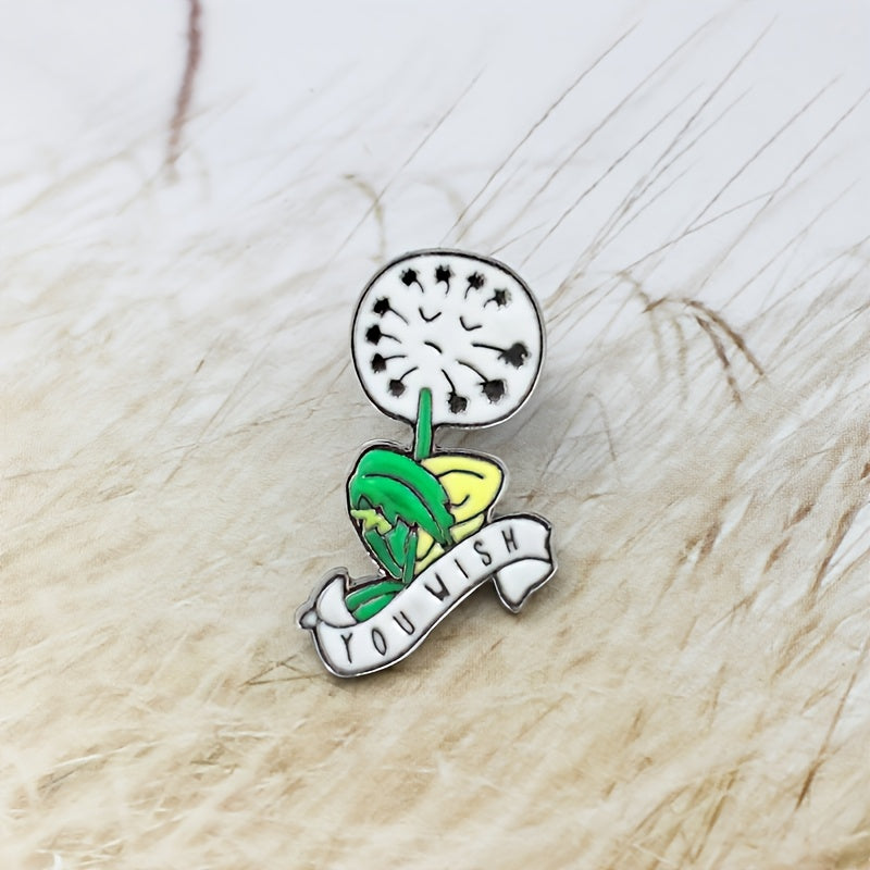 Green Dandelion Brooch Funny Chest Pin