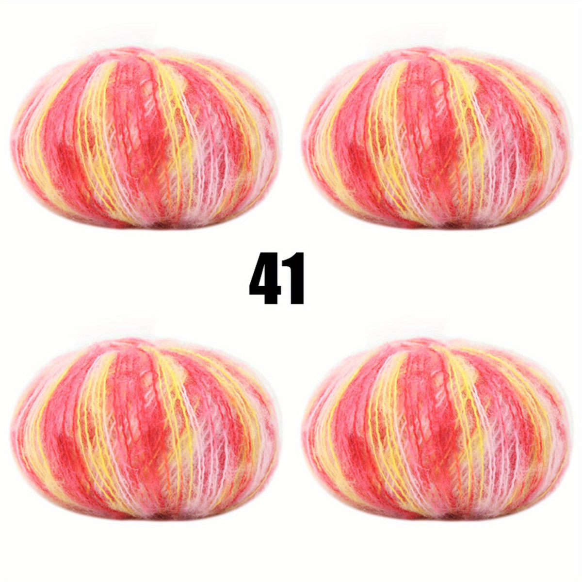 4pcs Multicolor Mohair Yarn for Crocheting and Knitting 25g pc
