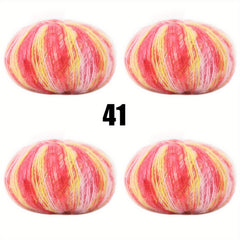 4pcs Multicolor Mohair Yarn for Crocheting and Knitting 25g pc