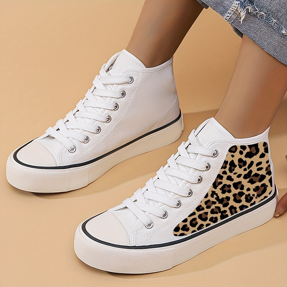 Leopard Pattern High Top Skates Shoes for Women