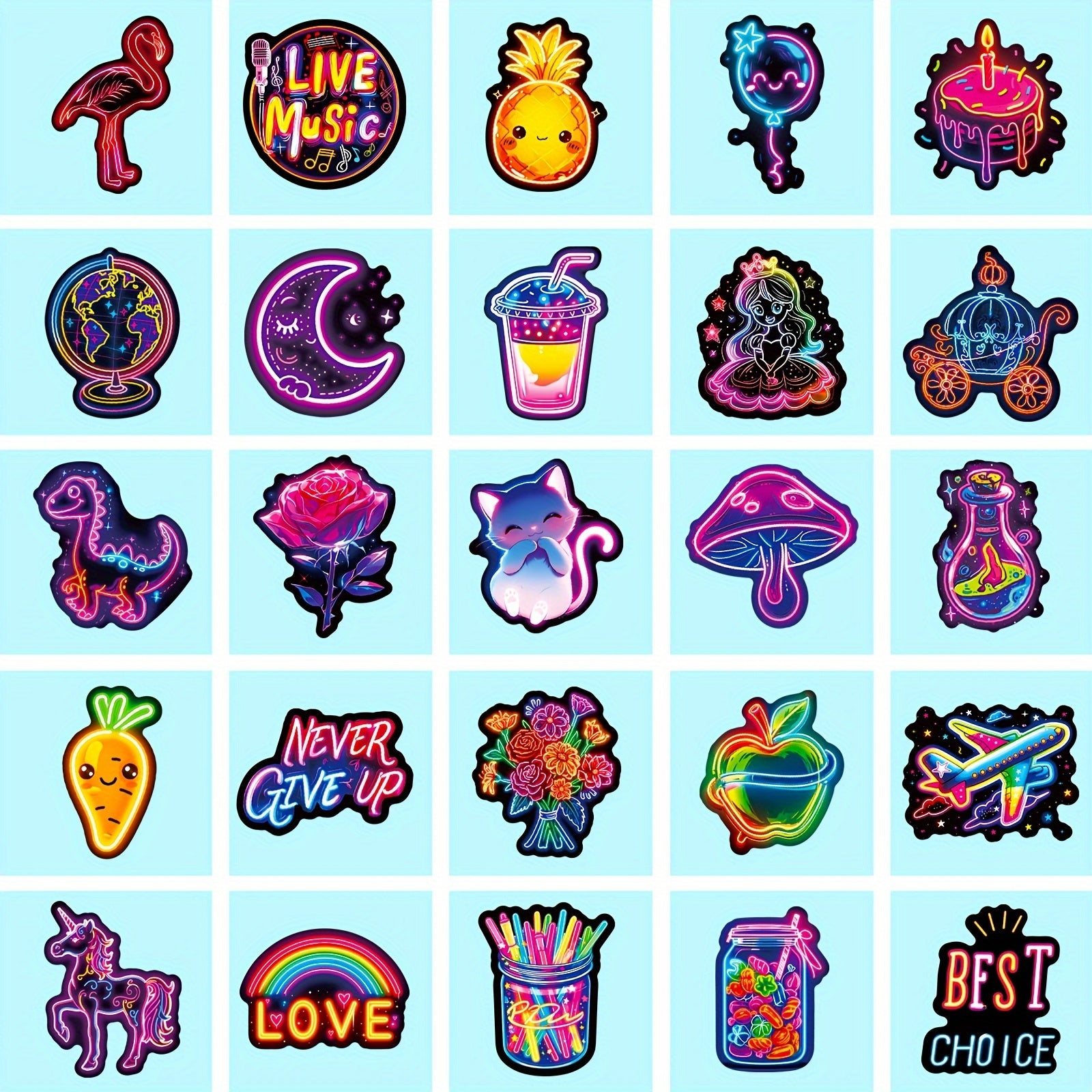 100 Rainbow Edge Doodle Stickers Purple & Mixed Colors