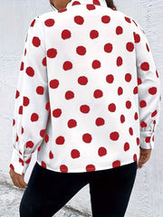  Dot Print Lantern Sleeve Top