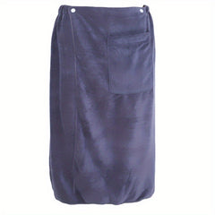 Men's Solid Bath Skirt Towel with Pocket Soft Absorbent Shower Wrap