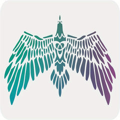 Large Stencil for Painting Bird Wing with Teal & Purple Feathers