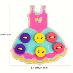 BEYTOON Wooden Skirt Threading Board Educational Toy