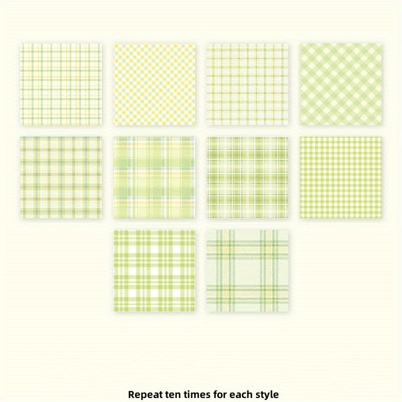 100pcs Memo Pad Plaid Planet Series Notepad
