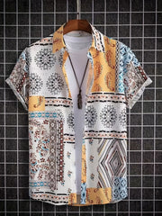 Hawaiian Style Print Men's Casual Short Sleeve Shirt for Summer Vacation