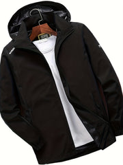 Men's Hooded Windbreaker Jacket Zip Up Stand Collar for Outdoor Activities