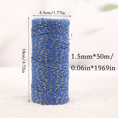 50m Colorful Golden Silk Cotton Rope DIY Gift Bouquet Decoration