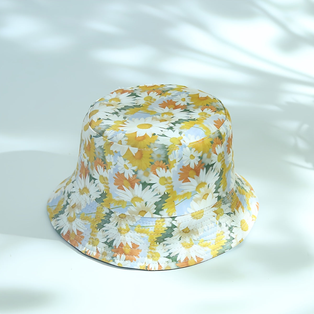 Sunflower Print Bucket Hat Reversible Sunscreen Beach Hats