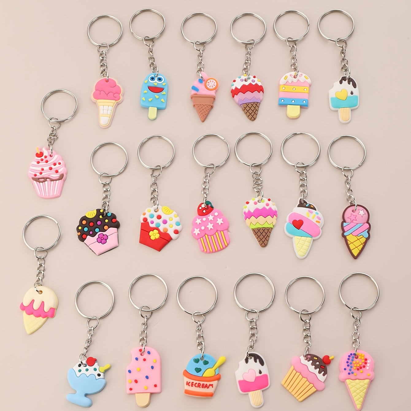 20pcs Ice Cream Keychain Bag Pendant for Adults Party Favors