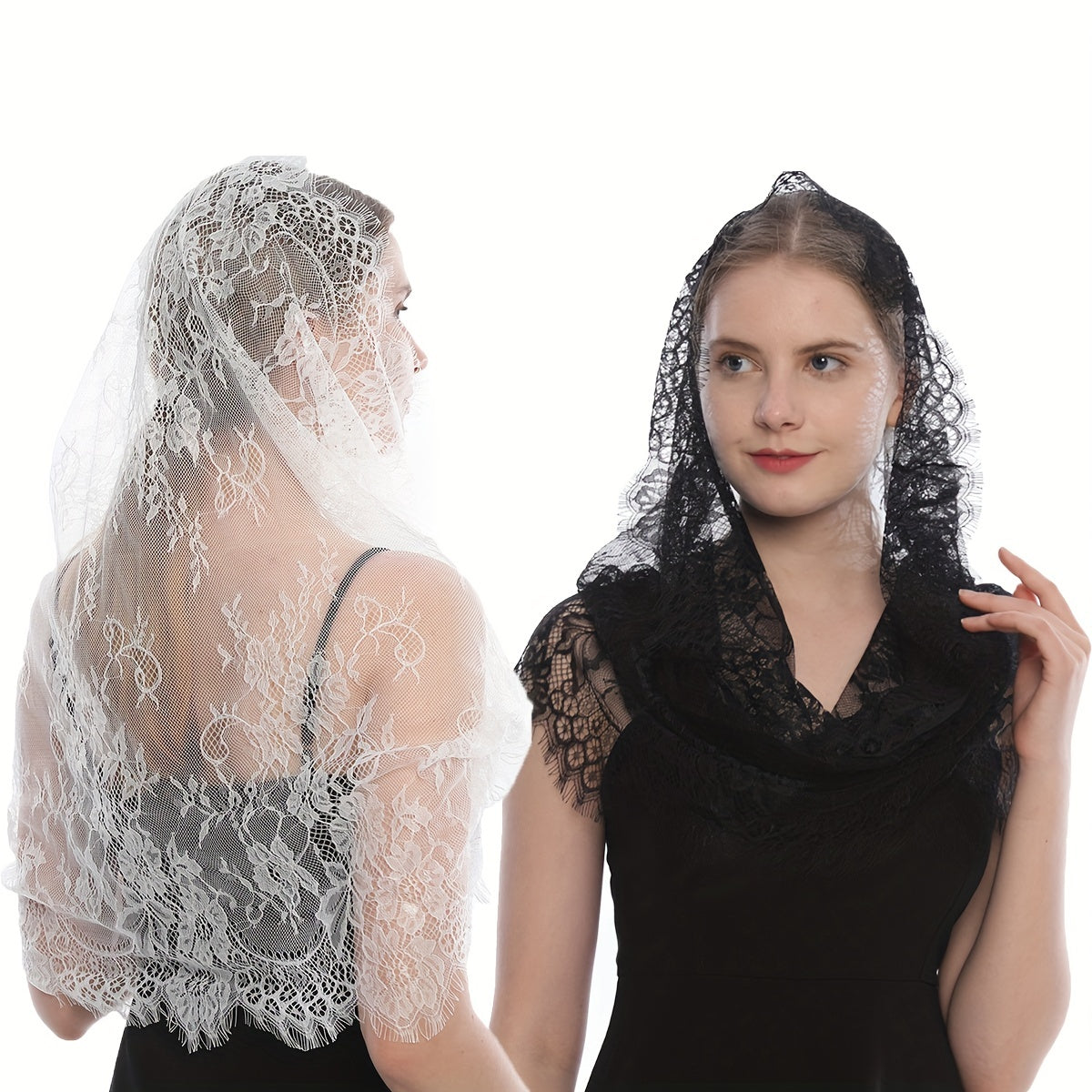 Lace Printed Scarf Veil Mantilla Veil Headscarf Solid Fringed Bridal Veil