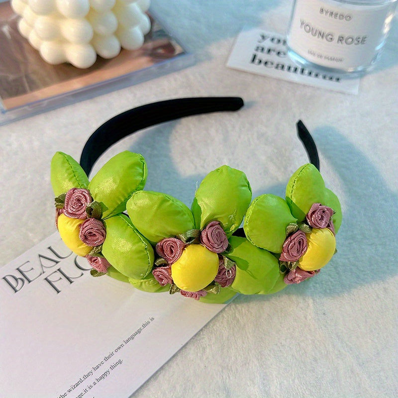 Green Flower Headband Soft Hair Accessories for Women Girls
