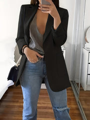  Casual Blazer Women's Solid Long Sleeve Suit Coat