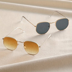 Square Metal Frame Sunglasses UV400 for Women Men Casual Anti Glare Glasses