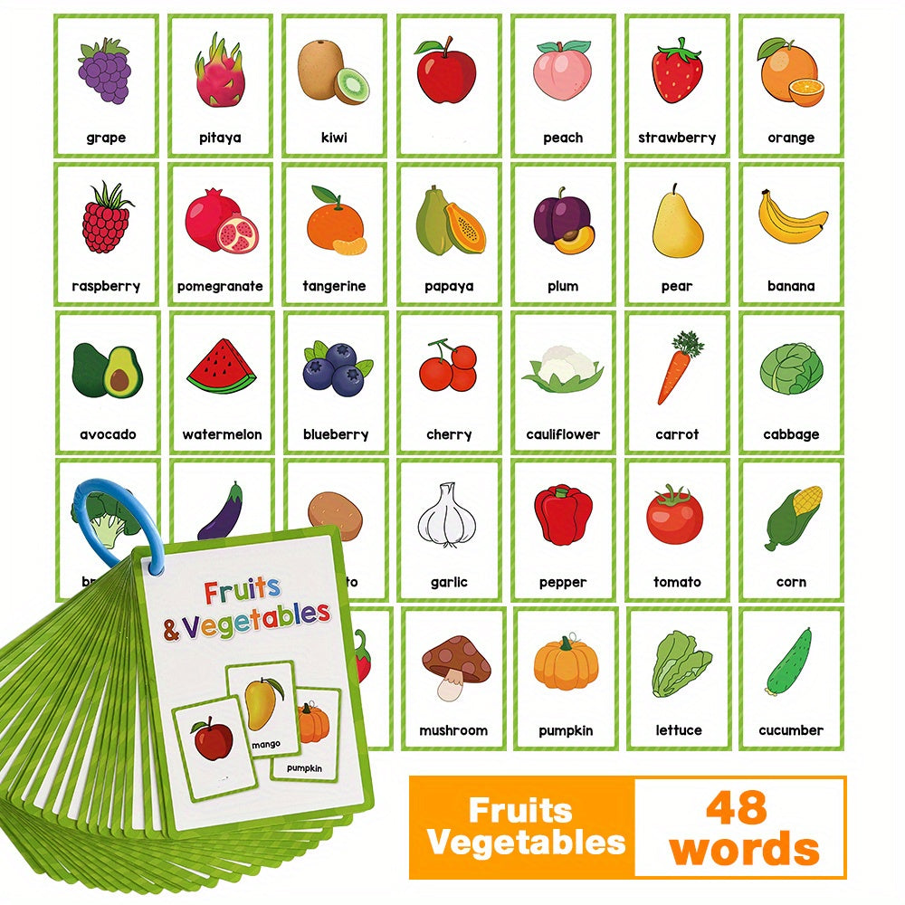 Fruits & Vegetables Flashcards for Kids Learning Toys Pre Kindergarten