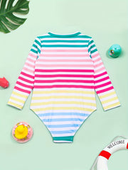 Toddler Girls Rainbow Stripe One Piece Swimsuit