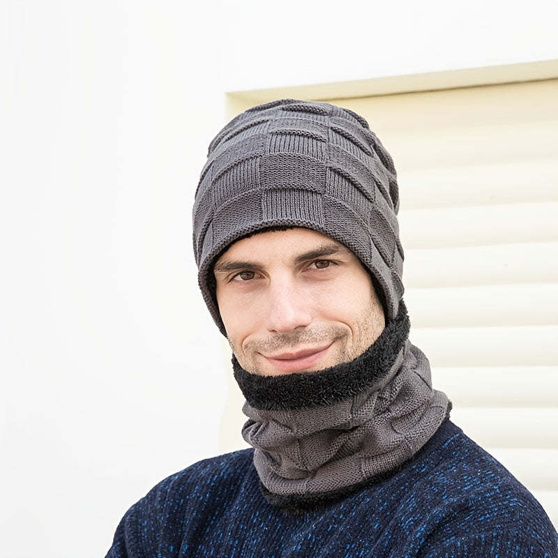 Winter Hats And Scarves Plus Velvet Knitted Mens And Womens Outdoor Warm Caps