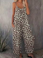 Leopard Print Cami Jumpsuit with Pockets