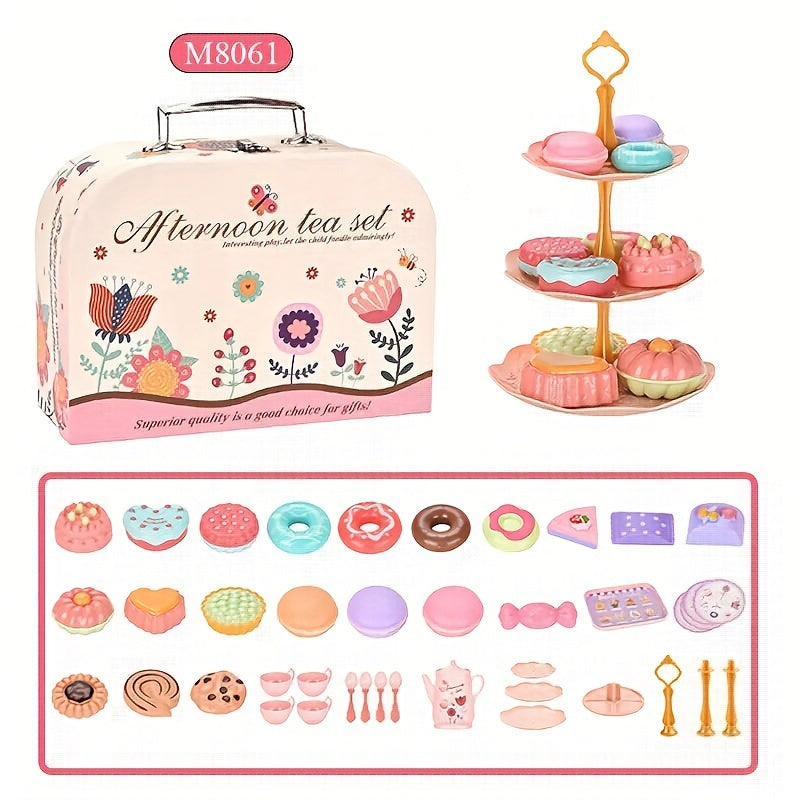 Pretend Play Toy Tea Set Tableware Kitchen Play Afternoon Tea Game