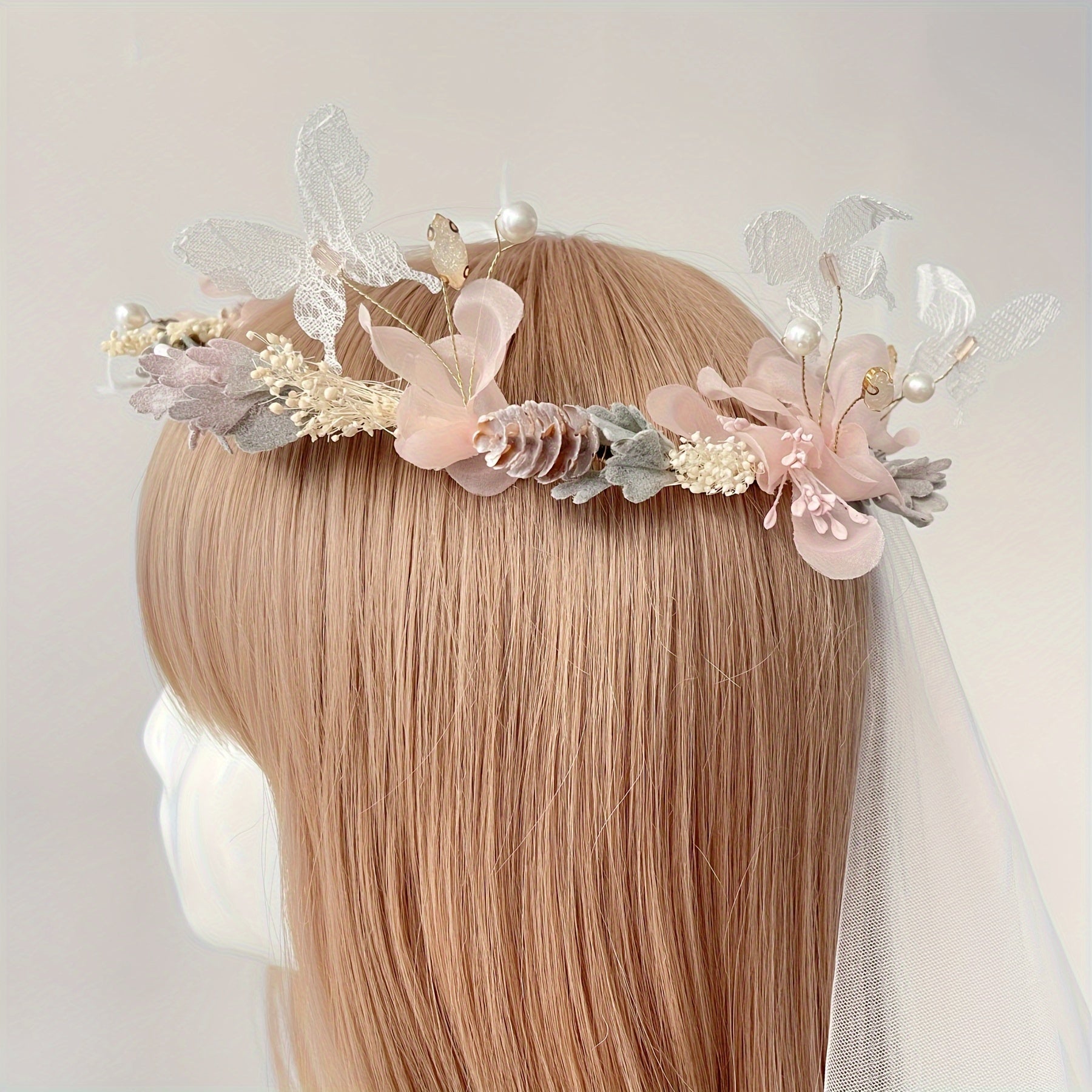 Romantic Bridal Veil with Double Layer Tulle & Butterfly Accents