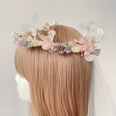 Romantic Bridal Veil with Double Layer Tulle & Butterfly Accents