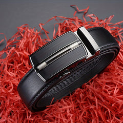 High End Men's Leather Business Belt with Automatic Buckle