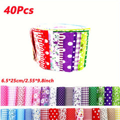 40pcs Cotton Solids Fabric Patchwork Roll for DIY Craft 6x48cm