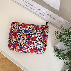 Fresh Floral Cosmetic Bag Fabric Clutch Portable Makeup Lipstick Storage