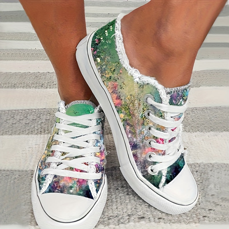 Women's Colorful Sequin Flat Shoes Lightweight Comfortable Lace Up Sports Shoes