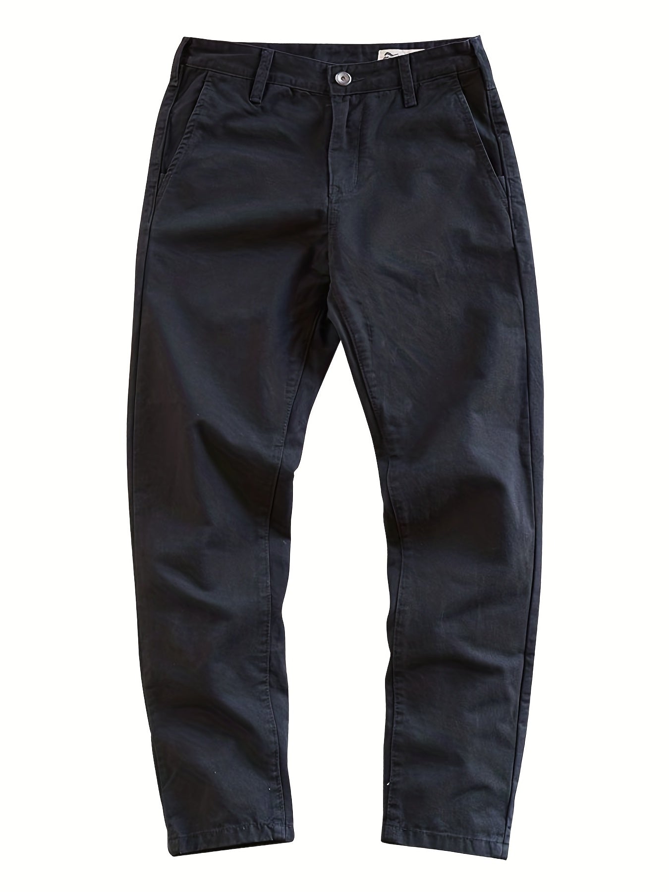 Men's Khaki Cotton Cuffed Slacks Vintage Style Slim Fit Dress Pants