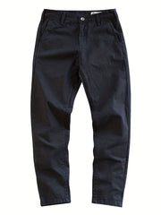 Men's Khaki Cotton Cuffed Slacks Vintage Style Slim Fit Dress Pants