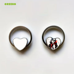 Metal Heart Keychains Double Sided Rotate Key Rings for Sublimation Blank Heart