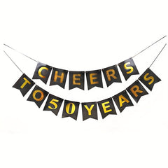 Bronze Letter Birthday Flag Paper Fan Flower Spiral Set