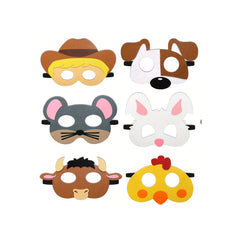 12pcs Felt Farm Animal Masks Assorted Barnyard Animal Designs