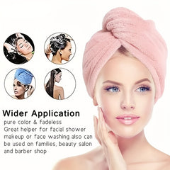 5pcs Hair Towel With Button Soft Hair Drying Cap Coral Fleece Hair Towel