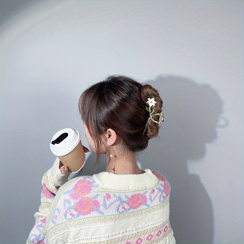 Alloy Flower Hair Claw Clip Strong Hold Grip Hair Jaw Clip Thick Hair