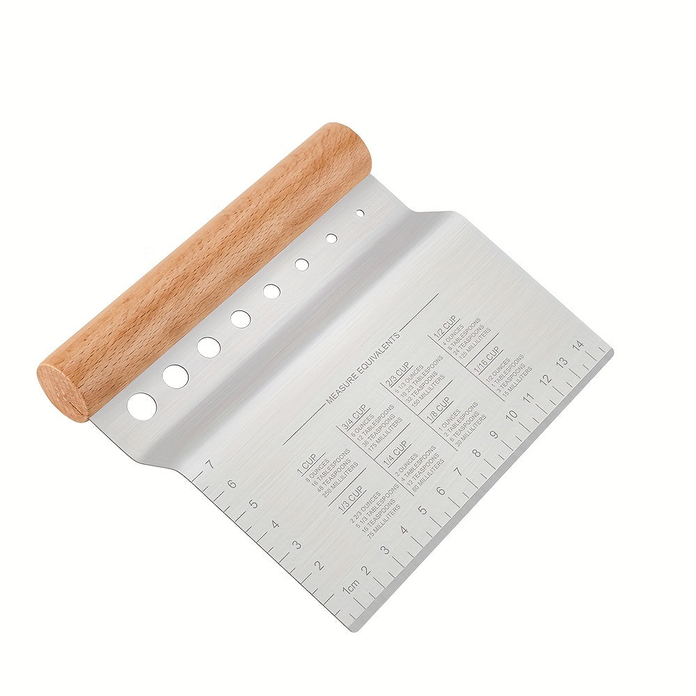 2-In-1 Stainless Steel Dough Cutter & Scraper with Peeling Hole