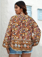  Ditsy Print Long Sleeve V Neck Top