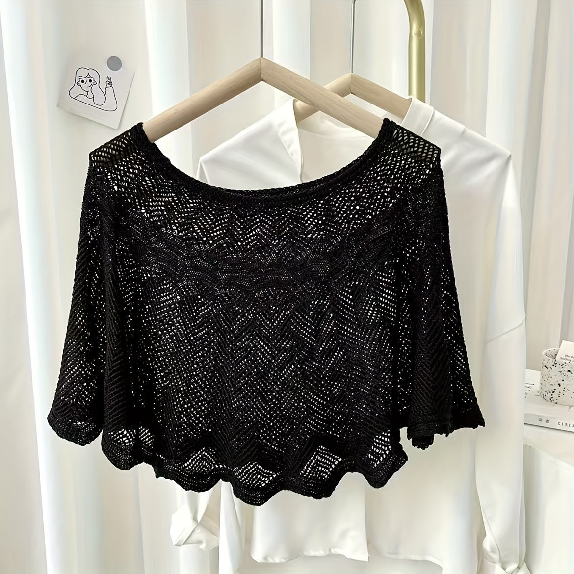 Hollow Out Shawl Thin Knitted Smock for Wedding Party