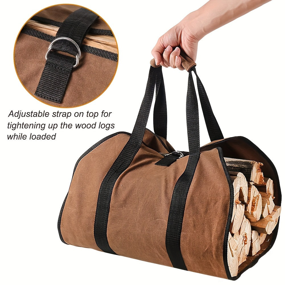 Firewood Carrier Waxed Canvas Log Carrier For Firewood Wood Carrying Bag