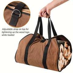 Firewood Carrier Waxed Canvas Log Carrier For Firewood Wood Carrying Bag