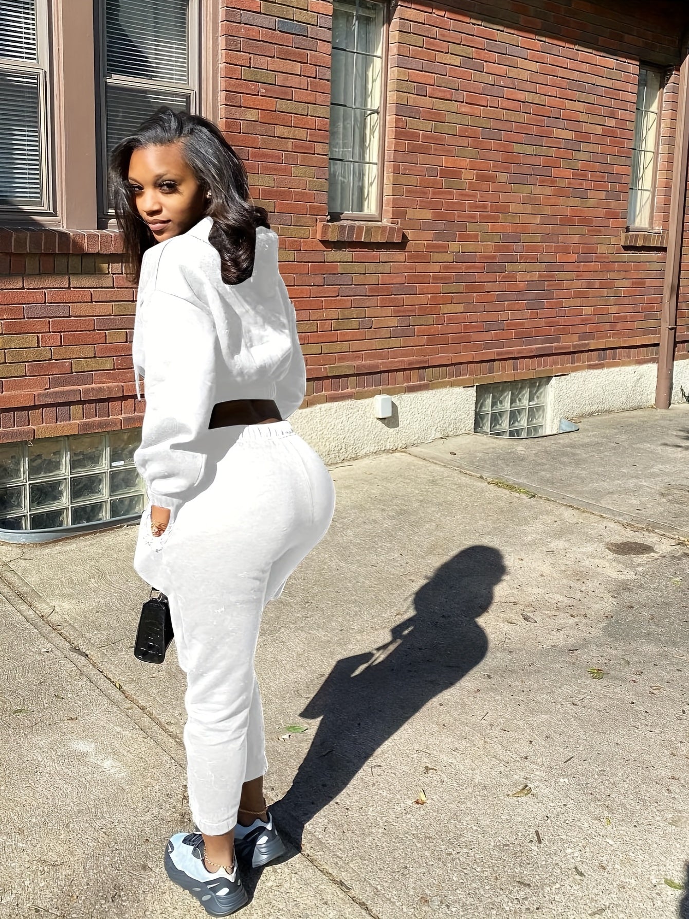 Letter Print Hooded Sweatshirt & Sweatpants Set