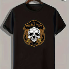 Skull Pattern Print Men's Sports T-shirt - Summer Outdoor Apparel