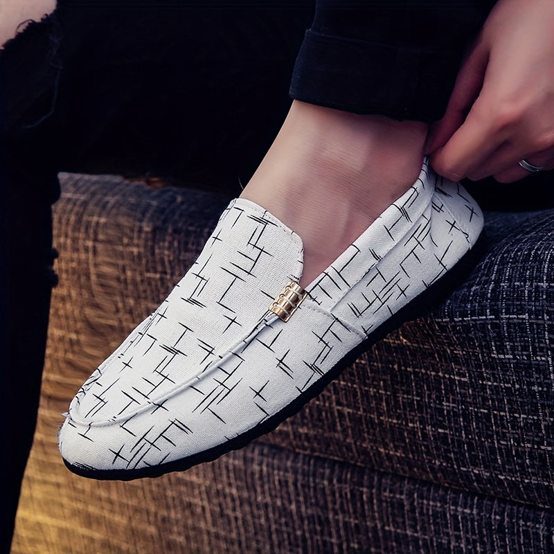 Men's Striped Loafers Lightweight Slip On Flat Shoes