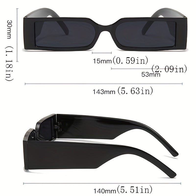 Y2K Rectangle Frame Sunglasses Minimalist Solid Eyewear