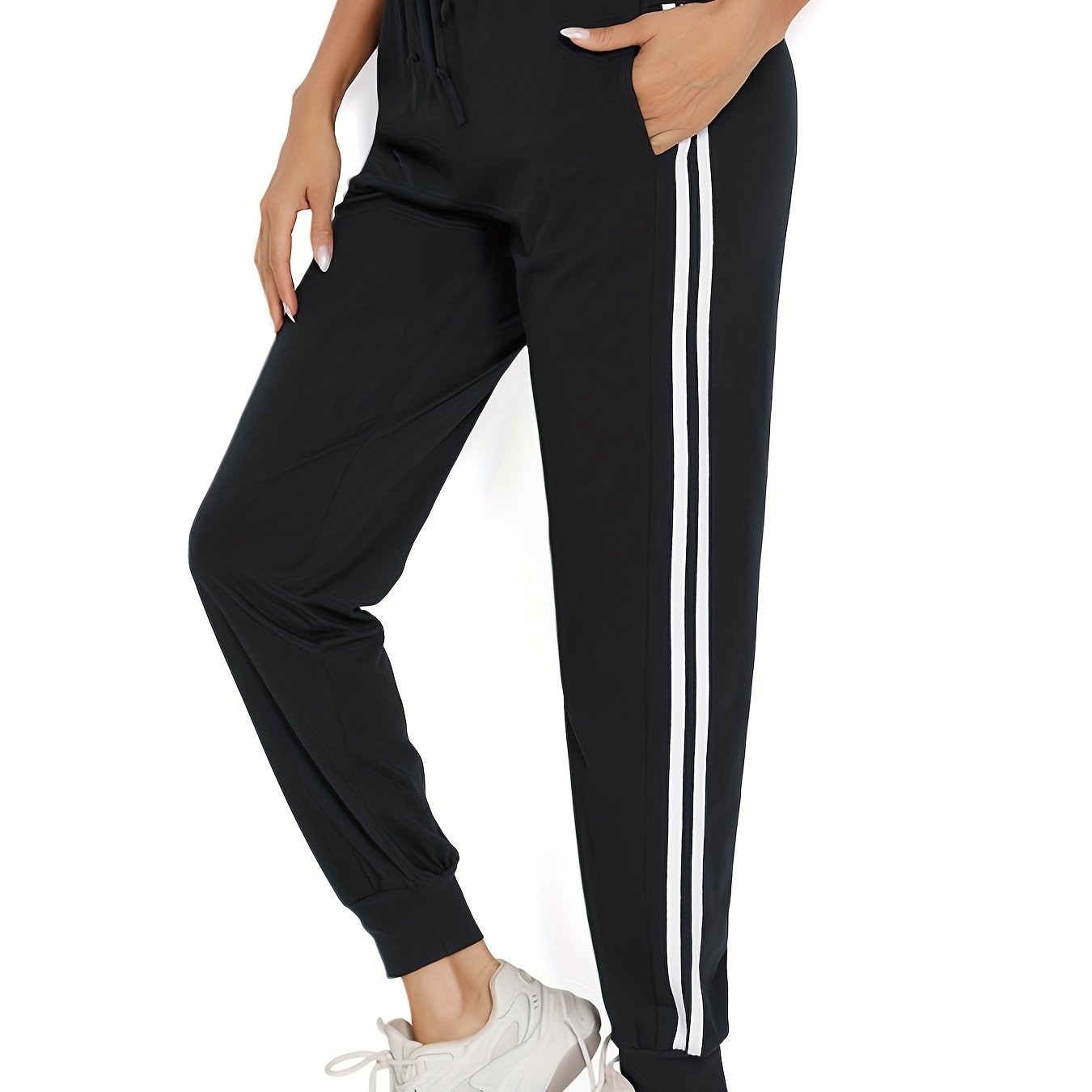 High Waist Jogger Pants Stripe Casual Workout Running Sweatpants
