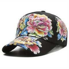 Boho Flower Print Baseball Cap Quick Drying Mesh Sports Sun Hat