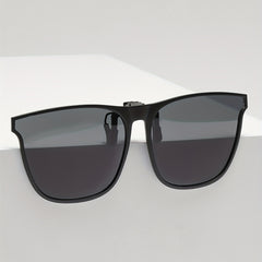 Men's Square Frame Polarized Clip-On Sunglasses with Specialty Case