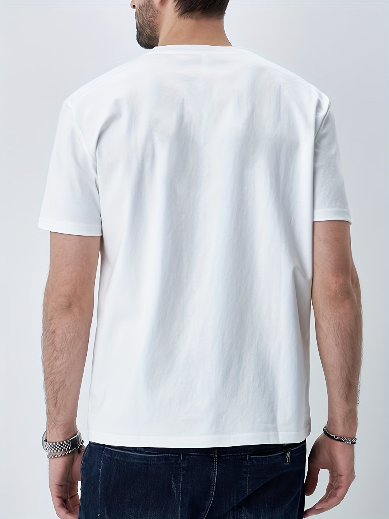 Solid Cotton Flower Print Men's Graphic Crew Neck T shirt Casual Comfy Tees
